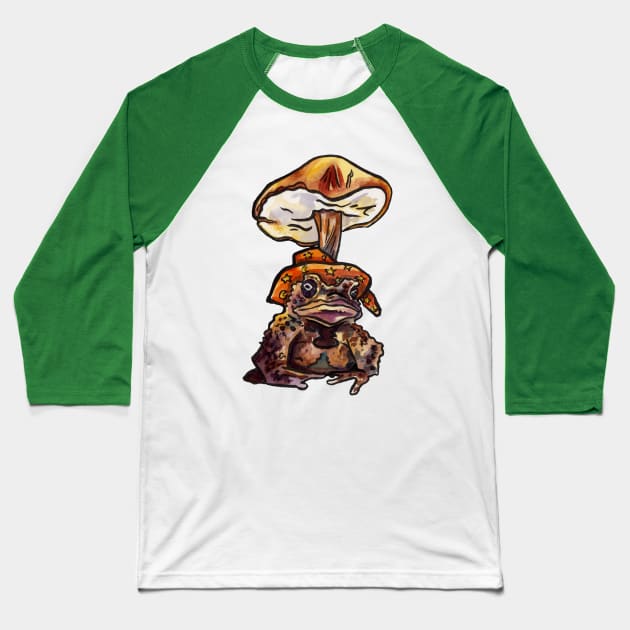 A Toad and a Toadstool Baseball T-Shirt by JenTheTracy